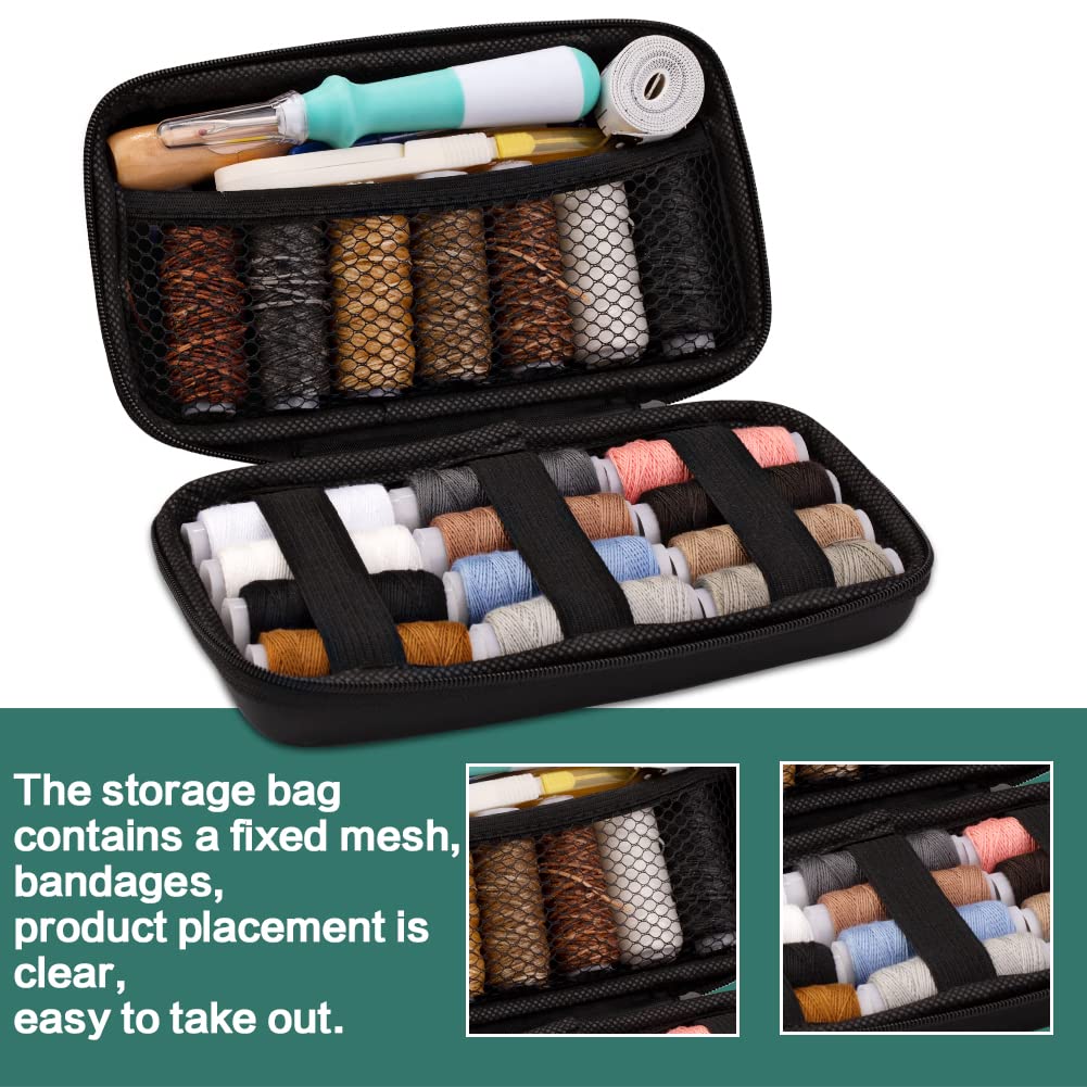 38 pcs Upholstery Repair Sewing Kit, Leather Sewing Kit, Heavy Duty Sewing Kit for Leather Craft DIY with Sewing Awl, Seam Ripper, Leather Hand Sewing Needles, Threader and Leather Sewing Thread