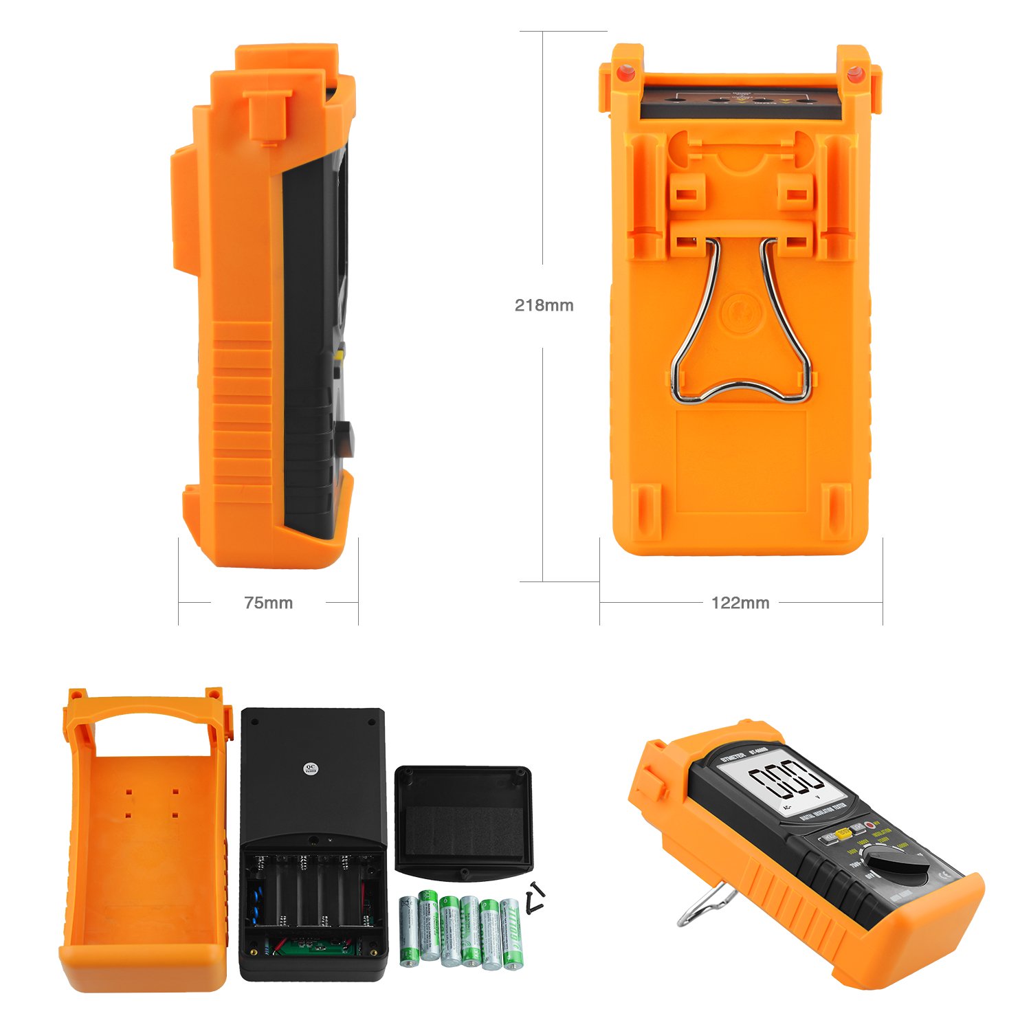 BTMETER Megohmmeter BT-6688B – Digitaler Isolationsprüfer 200 GΩ, 500V–5000V, Auto-Ranging, Hintergrundbeleuchtung & Datenspeicher