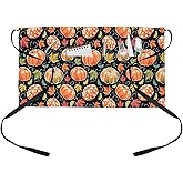 Lsrtoss Halloween Server Aprons with 3 Pockets, Orange Pumpkin White Ghost Black Waist Apron Waterproof Half Aprons