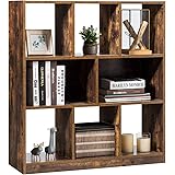Tangkula Industrial Wooden Bookcase, Freestanding Bookshelf with Open Shelves, Display Cabinet Shelf & Storage Bookcase for D