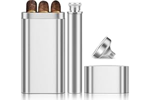 wanbro Stainless Steel Cigar Case with Removable Hip Flask, 2pcs Holder Cigar Tube, Travel Cases, Cigars accessary, Christmas gift for Women Men