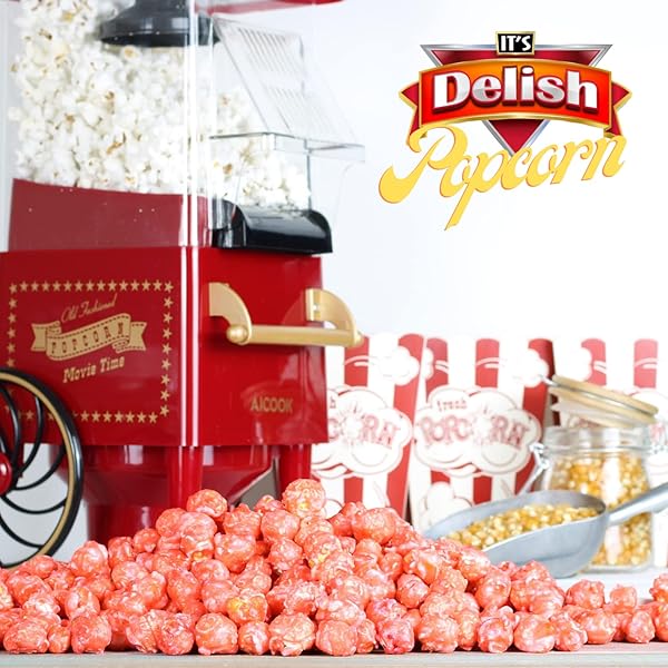 GOURMET PINK STRAWBERRY COLORED POPCORN BY IT’S DELISH, 16 OZ JUMBO CONTAINER | BULK COLORFUL POPCORN SNACK – FRUITY FLAVORED AIR POPPED CORN FUN CONFETTI – GLUTEN FREE, VEGAN, KOSHER, 1 COUNT