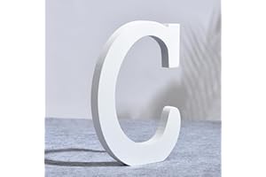 AOOLADA 8 Inch Wooden Letter C for Wall Decor, Large White Wood Standing Letters for DIY Crafts and Wedding Birthday Party De