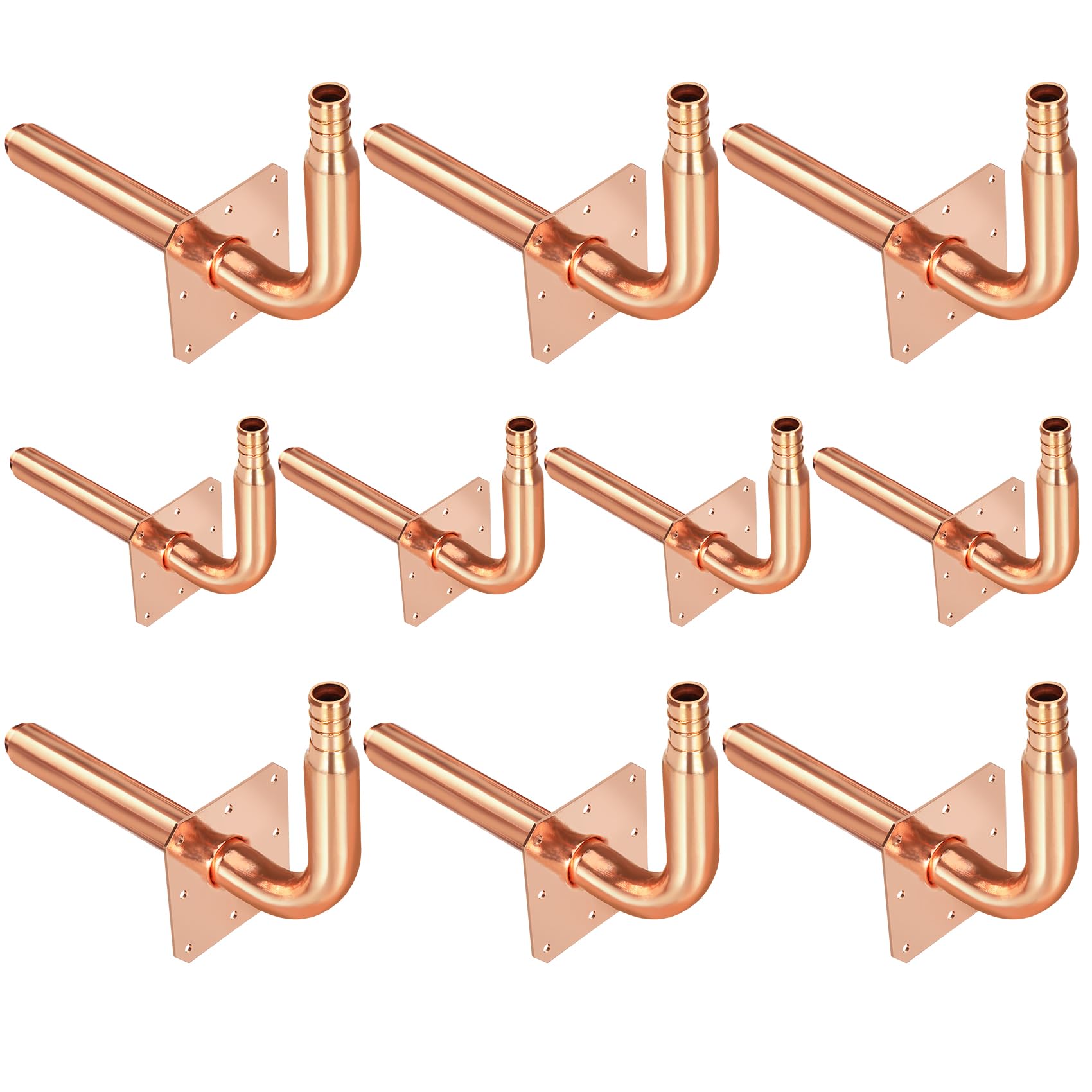 Photo 1 of Pack of 10 Copper Stub Out Elbows with Wall Flange Stub Out 1/2’’-6inch Lengh- Easy to Install, Lead-Free-PEX-B,C Stub Out Accessories,Barb Crimp PEX-B Copper Stub Out Elbow with Wall Flange.