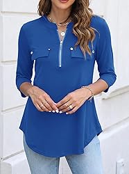 Halife Ladies Tops and Blouses 3/4 Sleeve Stretchy