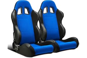 ModifyStreet 1 Pair Universal Blue Pineapple Fabric/PVC Leather Racing Seats