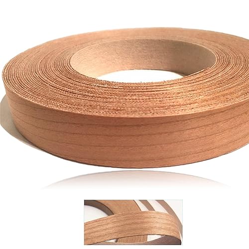Wood Edge Tape, Self-Adhesive Wood Banding Veneer,Cherry Woode Trim Roll(18mm x 5m),Pre-Glued without Ironing Shelf Wooden Panels,for Secure Hold Furniture
