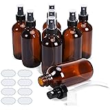 ULG Fine Mist Sprayers 4 oz Amber Boston Bound Glass Bottles 8 Pieces Empty Spray Atomizer Aromatherapy Cosmetic Sprays Inclu