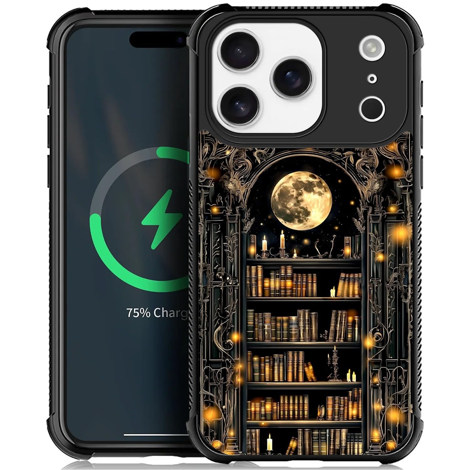 Toulas for iPhone 17 Pro Case,Gothic Bookshelf Dark Academia Literary Design，All-Round Protection Shockproof Anti-Scratches TPU Cover,Cases for Woman Man