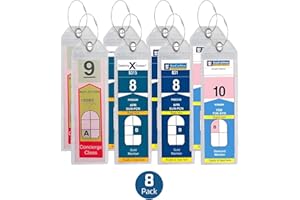 Highwind Pack of 8 Clear Luggage Tags for Suitcases - 2.5x7.25-Inch Waterproof and Reusable Bag Tags for Luggages - Cruise Ship Essentials Compatible with Major Cruise Lines
