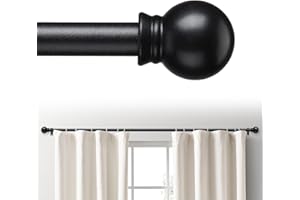Curtain Rods for Windows 48 to 84 Inch, 5/8 Black Curtain Rod Set Small Decorative Heavy Duty Drapery Rods, Matte Black