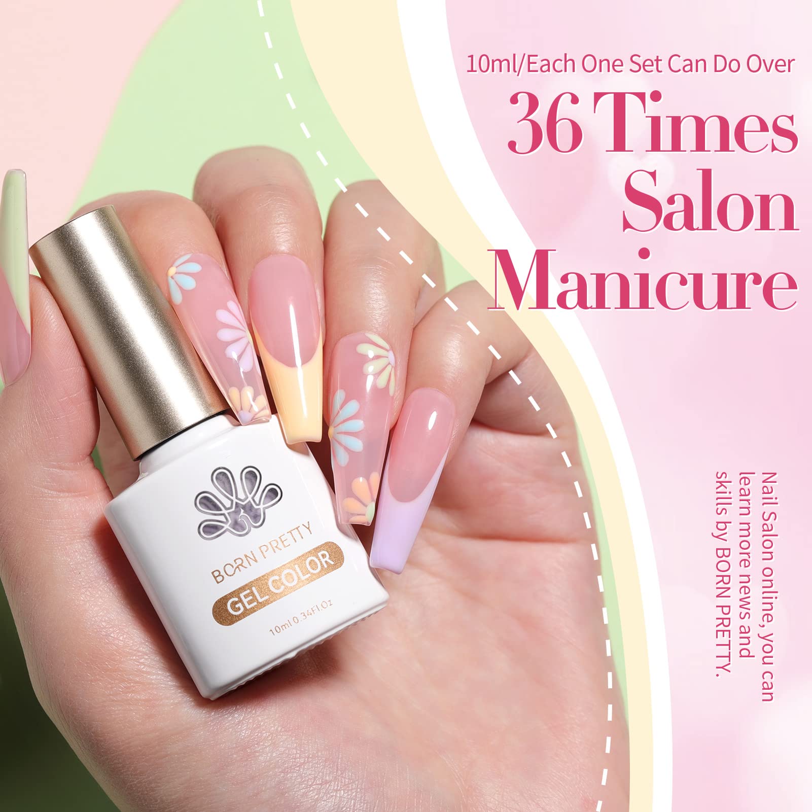 Born Pretty Pastel Gel Nail Polish Set Spring Summer Gel Polish Macaron Candy Sweet Color Gel Polish Easter Soft Pink Yellow Purple Blue Green Colors Collection Nail Art Gift Box 7ML 6PCS - Image 5