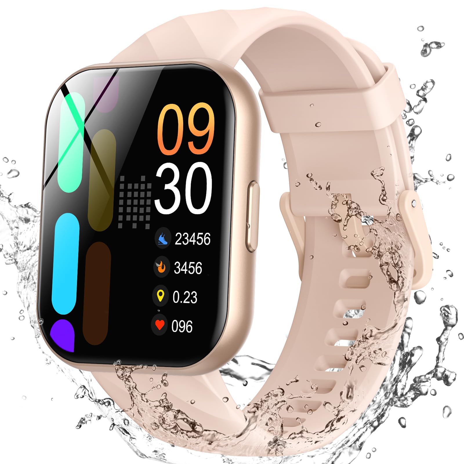 Photo 1 of Parsonver Smart Watch, 5ATM Waterproof Swimming Watch, Fitness Activity Tracker with 110+ Sports Modes, Heart Rate/Sleep/SpO2/Calories Monitor, Pedometer, Fitness Watch for Android & iPhone, Rose Gold