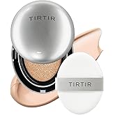 TIRTIR Mask Fit Aura Silver Cushion Foundation | Semi-glow Finish, Natural Coverage, Moisturizing, Lightweight, Korean cushion foundation (#21C Cool Ivory, Full Size, 0.63 Fl Oz)
