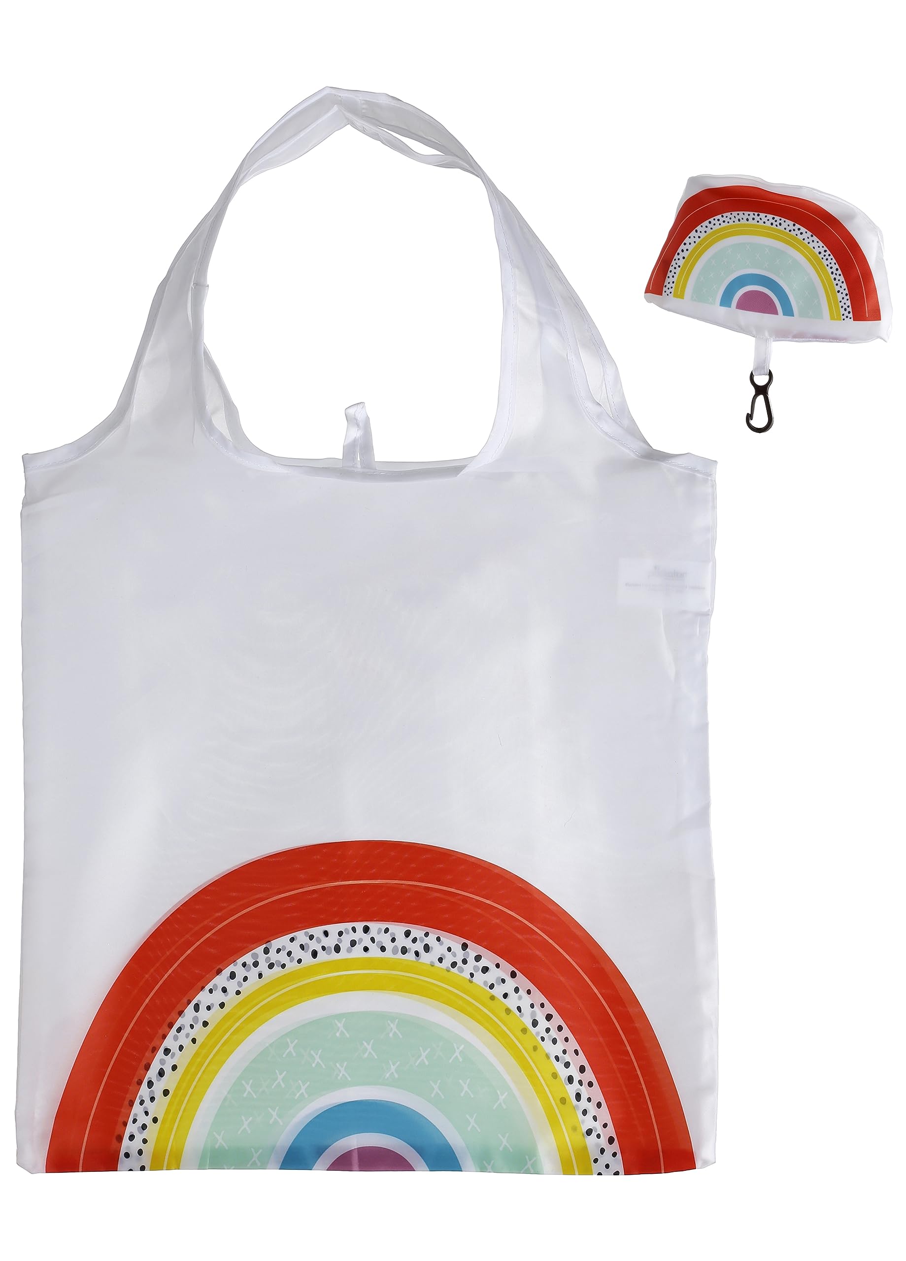 Puckator Foldable Reusable Shopping Bag - Somewhere Rainbow Design - Folding Shopping Bags - Foldable Tote Bag - Foldaway Shopping Bags - Foldable - Fold Up Bag in Pouch - Family Beach Bag