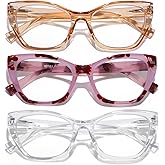 AQWANO Stylish Cat Eye Reading Glasses for Women - Blue Light Blocking Computer Readers with Spring Hinge & Anti-Reflective - Trendy Oversized Cheaters Eyeglasses, 1.75