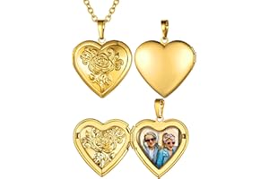GoldChic Jewelry Women's Heart Locket Necklaces that Hold Pictures, Personalized Photo Necklace with Image Inside, Custom Lov