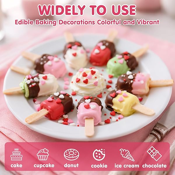 EDIBLE HEART SPRINKLES FOR CAKE DECORATING,RED PINK WHITE SMALL HEART SHAPES MIX,MINIATURE SUGAR SPRINKLE FOR BAKING DECORATIONS,CAKE ICE CREAM COOKIES CUPCAKE CHOCOLATE TOPPER BIRTHDAY WEDDING MOTHER’S DAY SUPPLIE