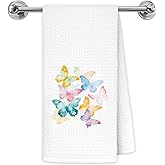 Exqcom Colorful Butterfly Kitchen Towels, Preppy Girly Hand Towels for Bathroom Kitchen, Watercolor Aesthetic Butterfly Decorative Dish Towels Drying Cloth, 16x24 Inch