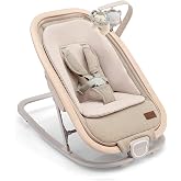 Gromast 2-in-1 Baby Bouncer Seat for Infants, Portable Baby Rocker with 3 Adjustable Backrest Positions &amp; Travel Bag - Beige