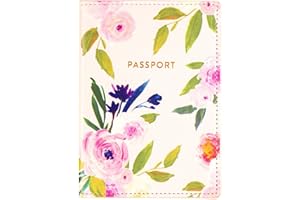 ECCOLO WORLD TRAVELER Eccolo Travel Passport Cover Case with Document Holder Storage Pocket, Travel Must Have with Premium Synthetic Leather, Floral Design, (5.5x4 inches)