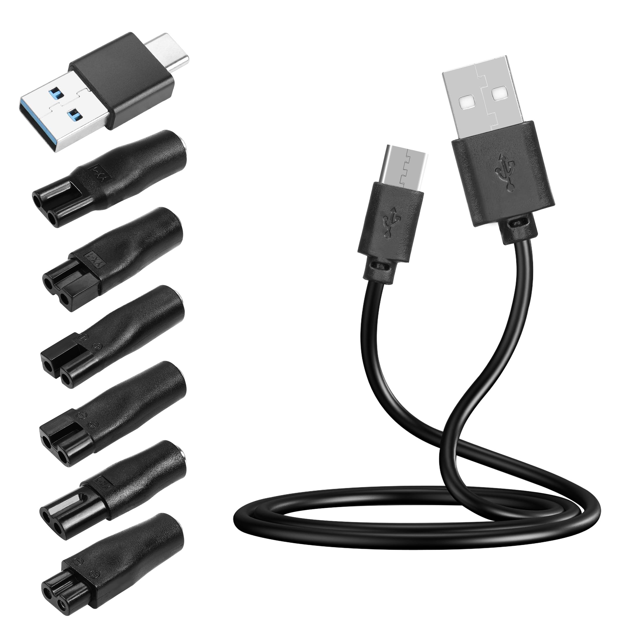 YAODHAOD 7 Plug 5V USB C Shaver Charger Cable,One Blade Charging Cable Compatible with Philips Norelco HQ8505 5000/7000 QP2620 Whale Kemei Babybliss etc