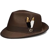 FADACHY Fedora Hats for Men & Women Short Brim Felt hat Trilby Fedora with Feather Panama Dress Hat
