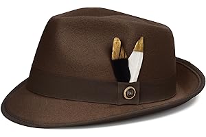 FADACHY Fedora Hats for Men & Women Short Brim Felt hat Trilby Fedora with Feather Panama Dress Hat