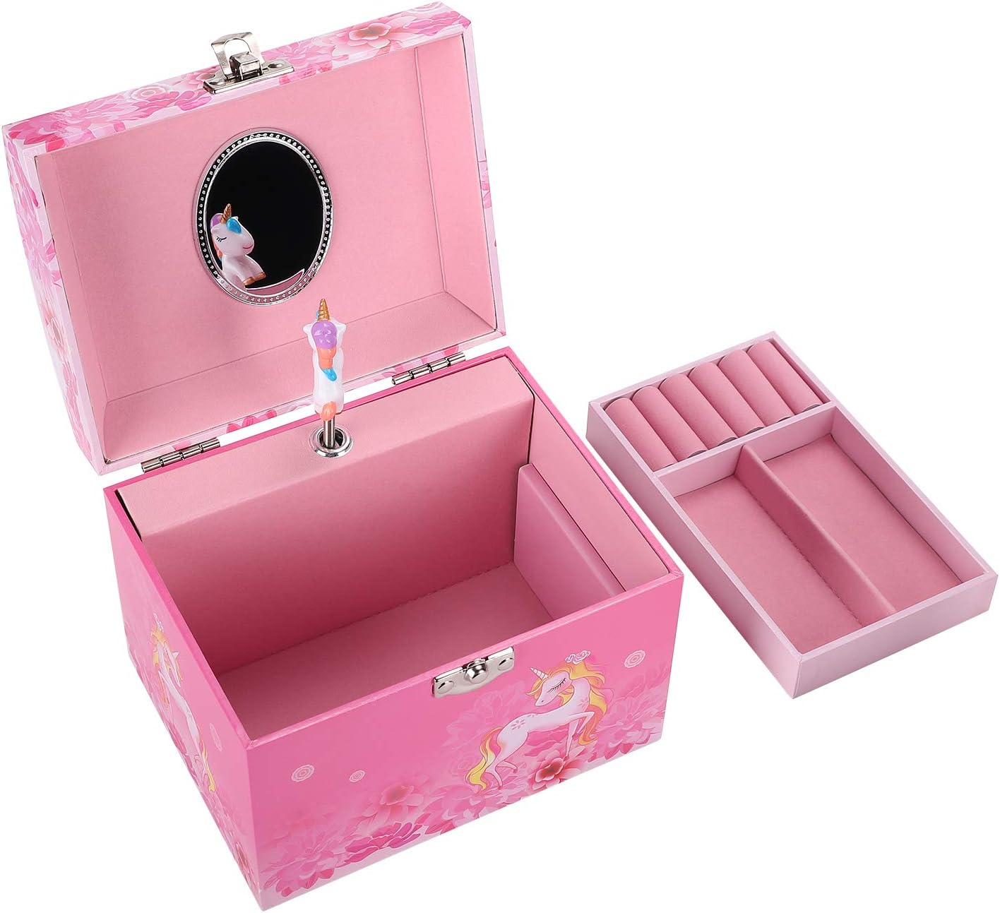 TAOPU Girls' Musical Jewelry box with pearl handle and Cute Spinning Unicorn Music Box Jewel Storage Case for Girls Gift - Image 4