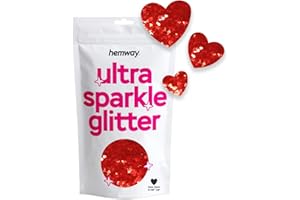 Hemway Ultra Sparkle Glitter 50g - Heart | Red Metallic Flake Sequins for Resin & Epoxy Crafts | Craft Supplies for Tumblers,