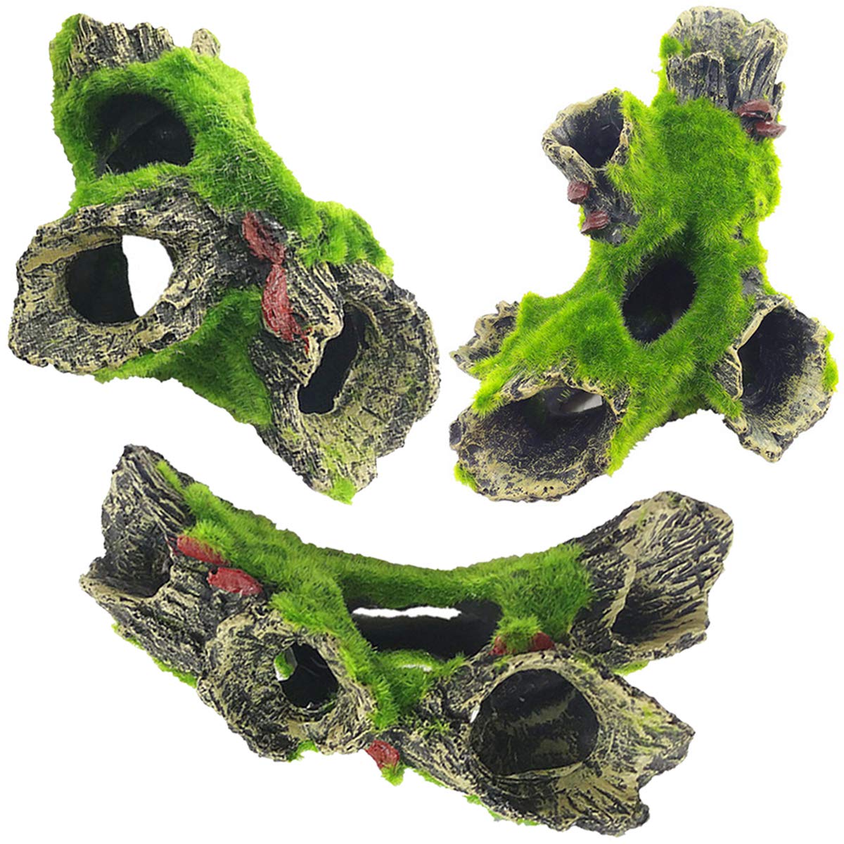 Yueser Aquarium Tree Decoration, 2 Pcs Resin Cave Fish Tank Decoration Natural Habitat Ornament for Fish Tank Small Fish Hiding (16 X 10 X 7cm)