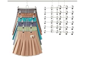 WYLWLS Pant Hangers, Pant Hangers with Clips,Skirt Hangers with Clips, 4 Pcs Tiered Skirt Hanger, Clothes Hangers Space Savin