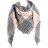 Wander Agio Womens Warm Scarf Triangle Shawls Winter Scarves Stripe Plaid Fichu Rough Surface