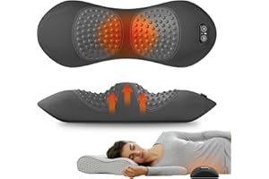 SUDAHIA 3-in-1 Electric Lumbar Support Pillow for Bed and Chair, Triple Fusion Back Massager with Heated, Vibration and Traction for Lower Back Pain Relief and Spine Support