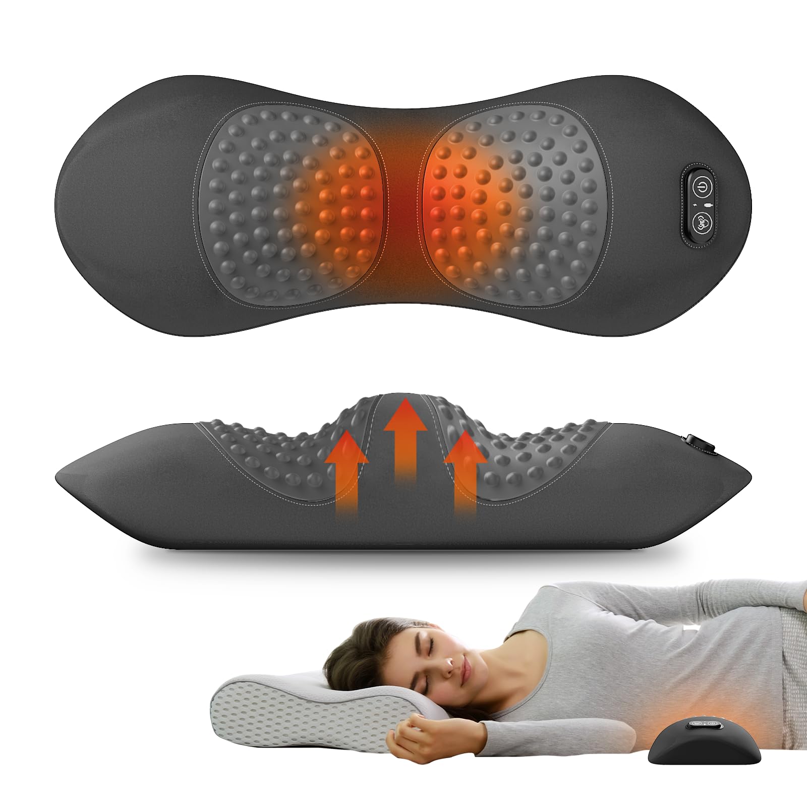 Photo 1 of SUDAHIA 3-in-1 Electric Lumbar Support Pillow for Bed and Chair, Smooth Spine Triple Fusion Back Massager with Heated, Vibration and Traction for Lower Back Pain Relief and Spine Support