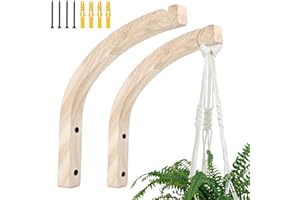 Micovay Macrame Plant Hanger for Indoor Hanging Plants, Hanging Planters for Indoor Plants, 2 Pack Wooden Wall Mounted Hanging Plant Bracket Hooks for Flower Pots Lanterns Wind Chime Light, Decoration