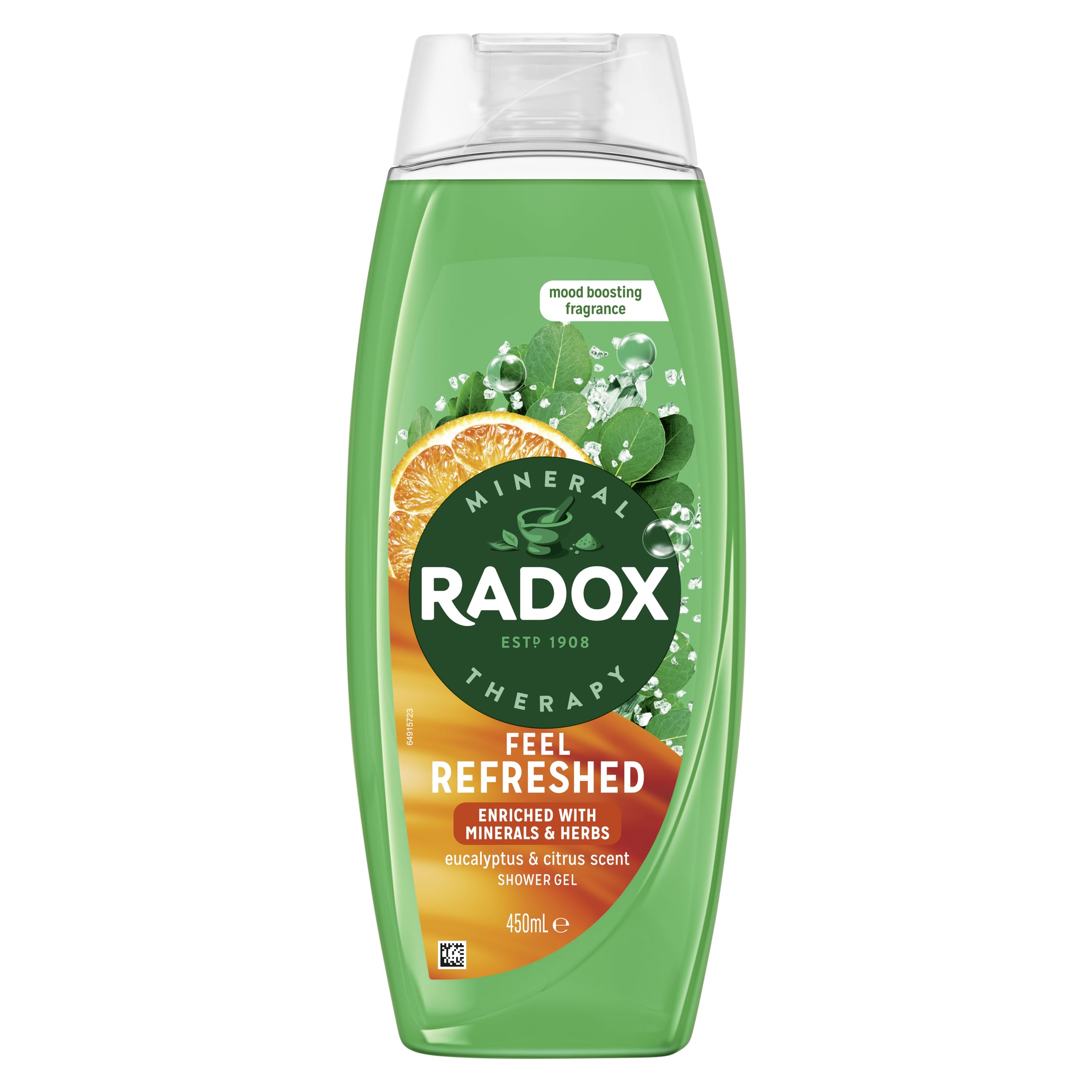 Radox Mineral Therapy Feel Refreshed Body Wash shower gel with a eucalyptus & citrus fragrance for a refreshing shower experience 6x 450 ml