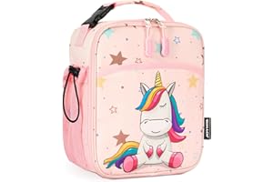 JOYHILL Kids Lunch Box, Insulated Lunch Bag for Teen Girl Boy, Lunch Boxes for Kids with Water Bottle Holder for School, Cute Lunchbox Kawaii Small Lunch Tote Toddler (A unicorn)