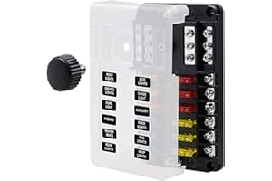 ShinePick Blade Fuse Box Fuse Block Standard Circuit Fuse Holder with LED Light Indication & Protection Cover for Car Boat Ma