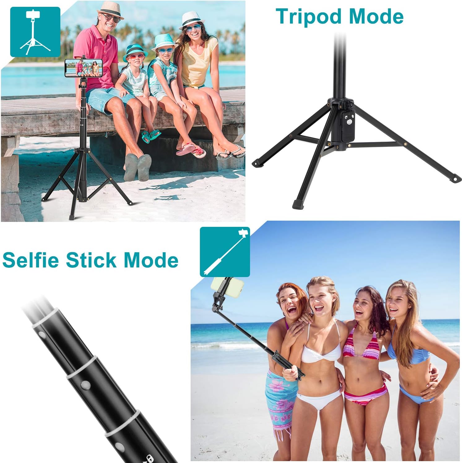 Selfie Stick Tripod, Eocean 54'' Extendable Selfie Stick with Phone Tripod Stand & Wireless Remote for iPhone SE 11 Pro Max X 8 7 6 Galaxy Note 9 Android, Perfect for Live Stream/Vlog, Lightweight