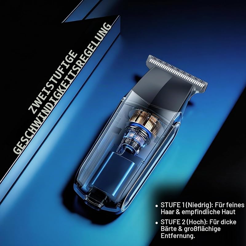 3-in-1 Reiseschneider für Männer, Bart- & Haarschneider, Nasen- & Ohrentrimmer, Mini Elektrorasierer Herren, Dual-Speed Trimmer Set (Metallic Navy)