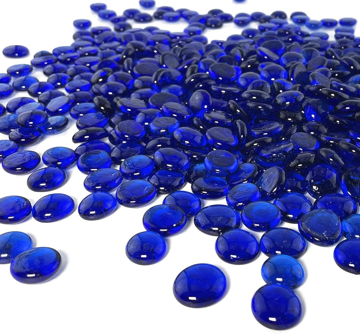 ARSUK Decorative Glass Pebbles, Stones Beads Rounded Gems Flat Marble, Vase Filler, Fire Artificial Crystal Gemstones for Aquarium, Mosaic Tiles Vases Craft, Garden Flowerpot(170-180pcs Blue Pebbles)