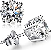 Jiahanzb 925 Sterling Silver Men Stud Earrings Cubic Zirconia CZ Earrings for Men Women 4mm