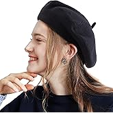 LADYBRO 2 Layers French Beret Hats for Women, Wool Soft Warm Cable Knit Beanie Cap