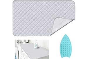 JOYSOG Ironing Mat for Table Top with Iron Rest Pad,Portable Travel Ironing Blanket,Foldable Thickened Heat Resistant Ironing Pad Cover for Dryer Countertop