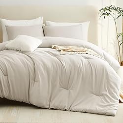 CozyLux Beige Comforter Set Full Size, 3 Pieces