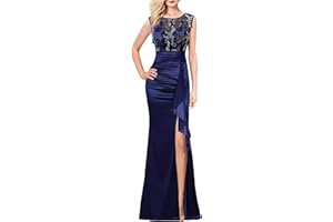 VFSHOW Womens Formal Ruched Ruffles Evening Prom Wedding Party Maxi Dress