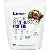 LEANFIT ORGANIC PLANT-BASED PROTEIN, Natural Chocolate - Vegan, Soy Free, Gluten Free, Dairy Free, Sugar Free - 21g Protein, 