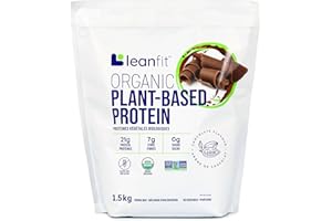 LEANFIT ORGANIC PLANT-BASED PROTEIN, Natural Chocolate - Vegan, Soy Free, Gluten Free, Dairy Free, Sugar Free - 21g Protein, 