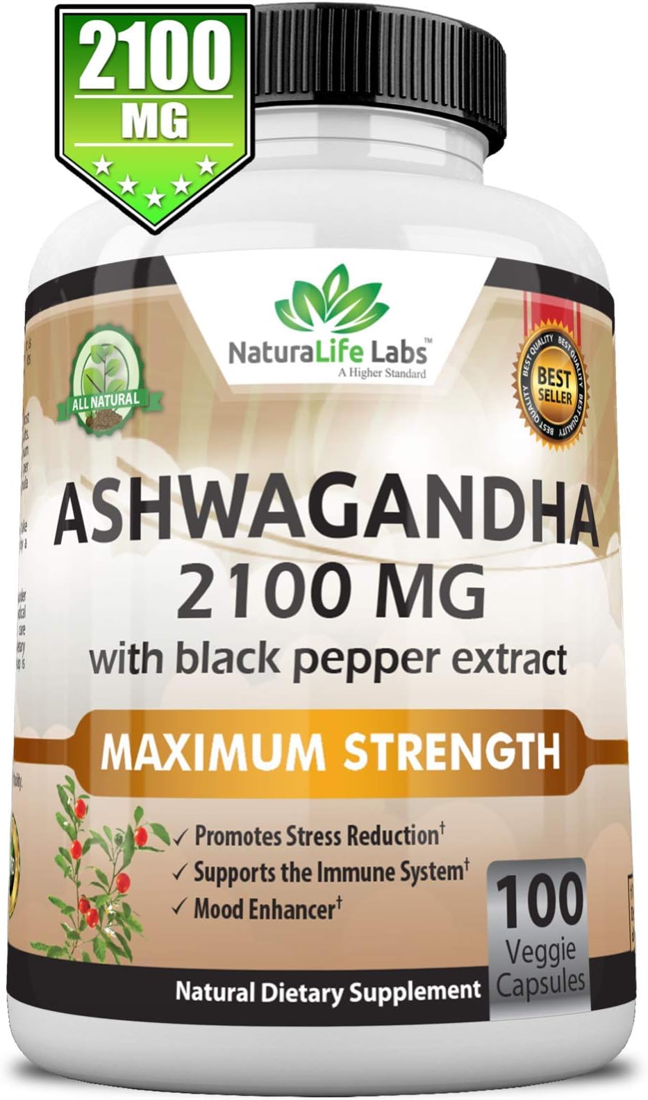 [New] Organic Ashwagandha 2100mg - 100 Vegan Capsules 100% Pure Organic